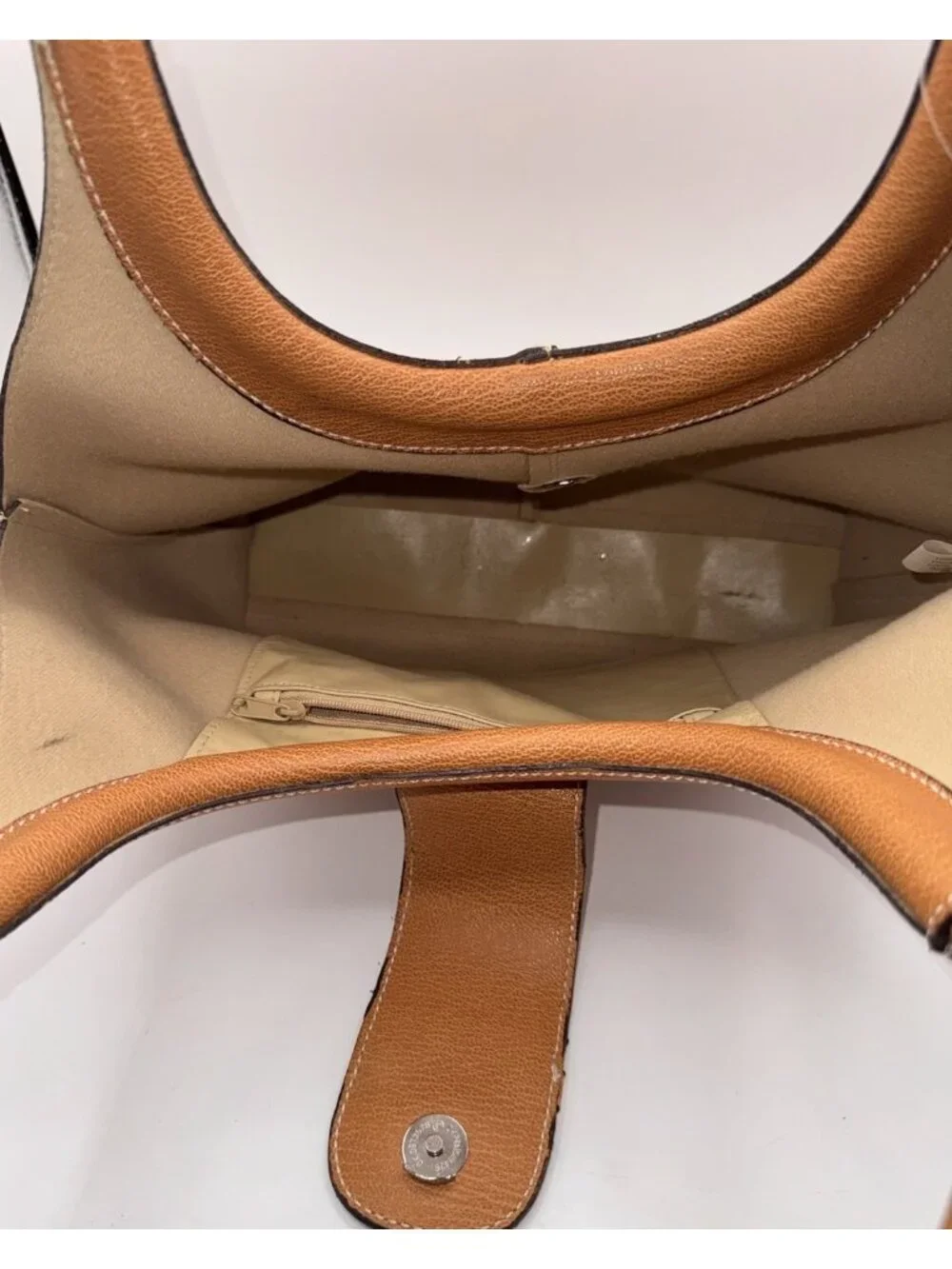 Vintage Minicci Faux Leather Double Strap Hobo Shoulder Handbag Bag Camel